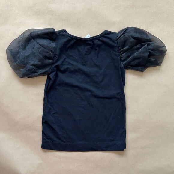 Zara Black Tulle Puff-Sleeve T-Shirt | 7 - Picture 5 of 5